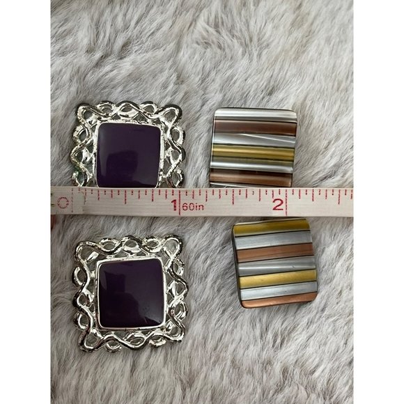 Vintage Square Pierced Earrings - 2 Pairs - Picture 10 of 11